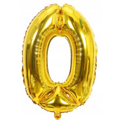 BALON CYFRA 0 ZŁOTA 35CM