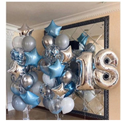 BALON CYFRA 5 NA HEL 92CM SREBRNA