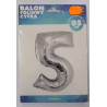 BALON CYFRA 5 NA HEL 92CM SREBRNA