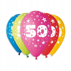 BALONY Z NADRUKIEM CYFRA 50LAT 5SZT