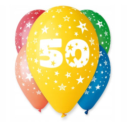BALONY Z NADRUKIEM CYFRA 50LAT 5SZT