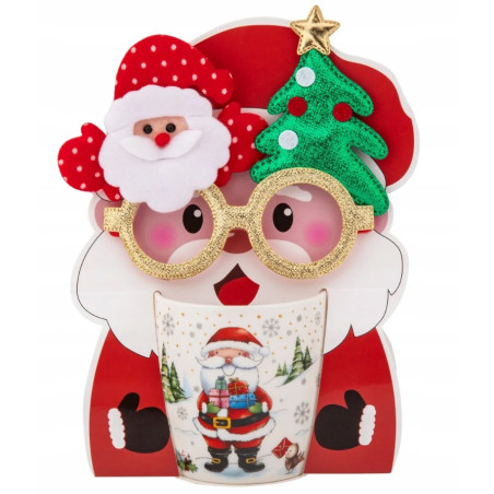 KUBEK ŚWIĄTECZNY MIKOŁAJ 400ML Z OKULARAMI NA PREZENT