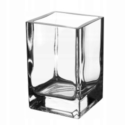WAZON SZKLANY NA KWIATY KWADRAT 10X10CM H-15CM EDWANEX GRUBE SZKŁO