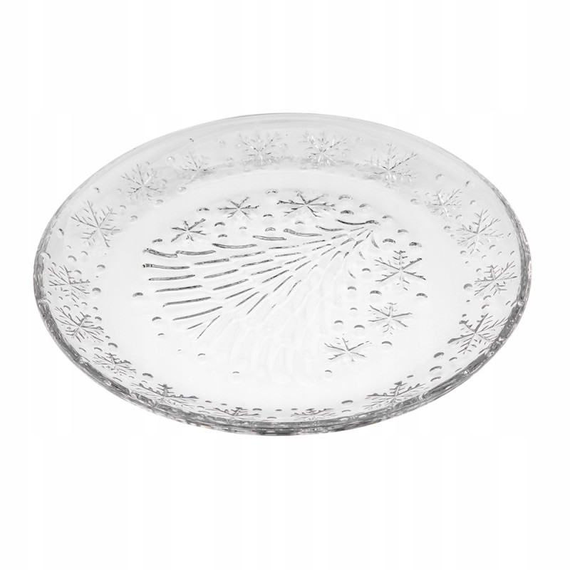 TALERZ ŚWIĄTECZNY SZKLANY 21 CM WZÓR: CHOINKA