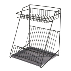 SUSZARKA DO NACZYŃ 2-POZIOMOWA 30CM CZARNA Z TACKĄ