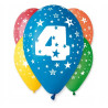 Balon 12" z nadr. "4", pastel mix / 5 szt.