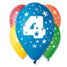 Balon 12" z nadr. "4", pastel mix / 5 szt.