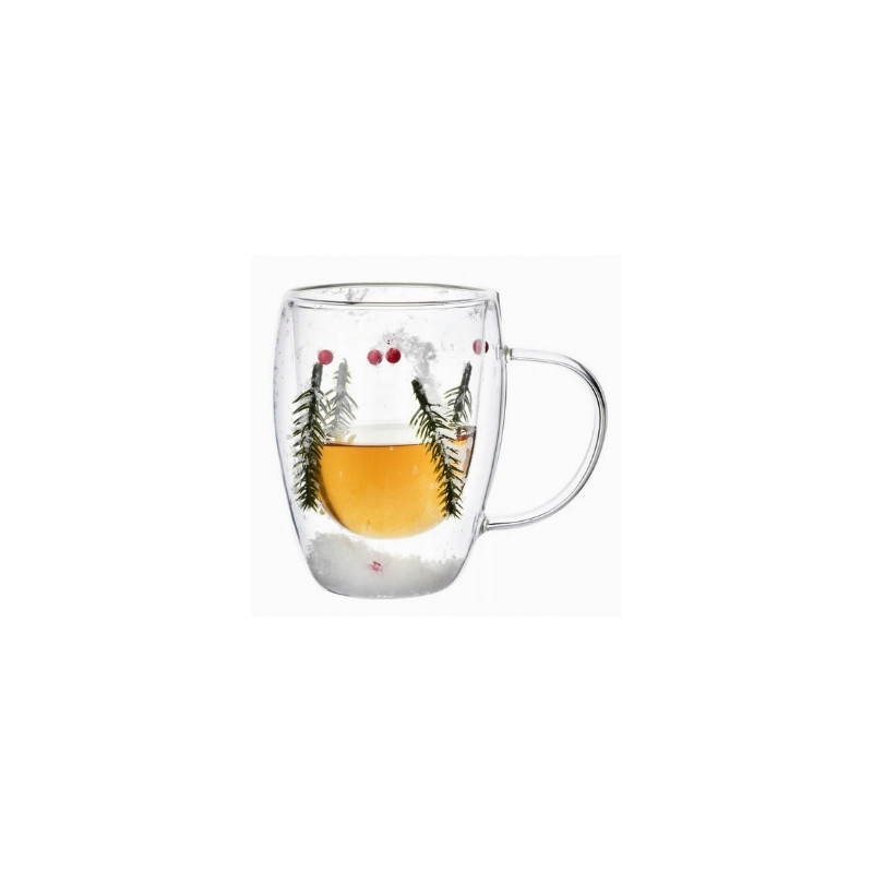 Kubek termiczny świąteczny 320 ml z suszonymi kwiatami ŚNIEG ŚWIĘTA