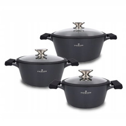 ZWIEGER BLACK STONE Zestaw Garnków 6 el Indukcja Greblon