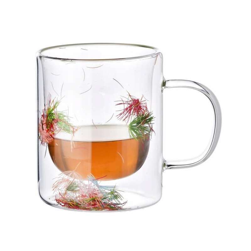 Kubek szklany z podwójnymi ściankami 300ml PETER FLOWERS suszone kwiaty
