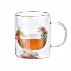 Kubek szklany z podwójnymi ściankami 300ml PETER FLOWERS suszone kwiaty