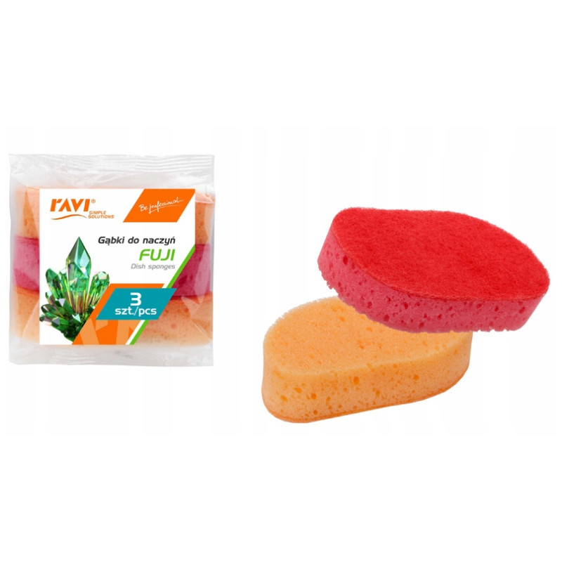 GĄBKI DO NACZYŃ ZMYWAKI KUCHENNE FUJI RAVI 3SZT MIX KOLORU