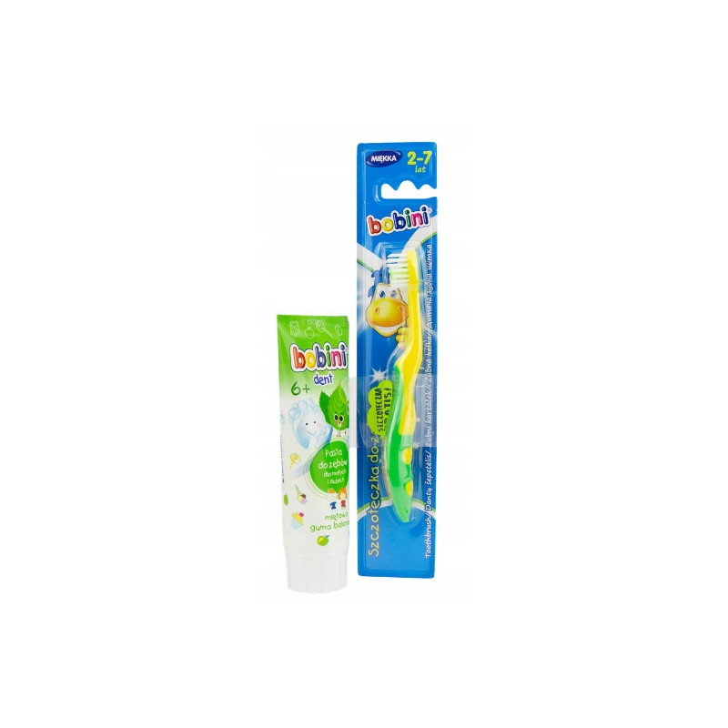 BOBINI PASTA DO ZĘBÓW 75ML. 6 + SZCZOTECZKA DO ZĘBÓW MIX KOLORU