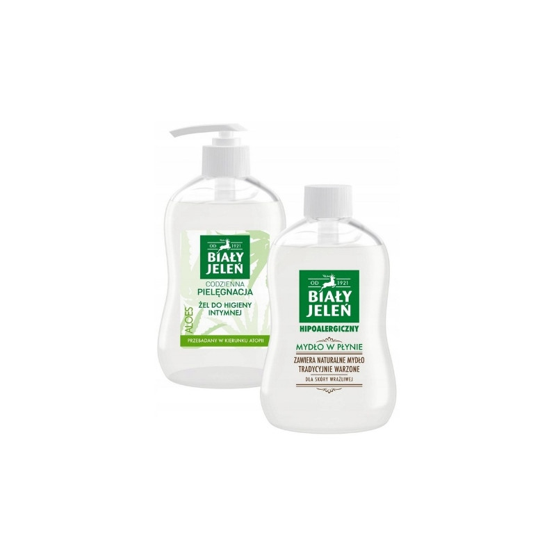 Biały Jeleń MYDŁO w Płynie 500ml ŻEL do Higieny Intymnej 500ml ALOES Zestaw