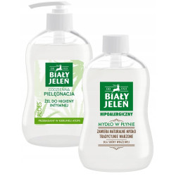 Biały Jeleń MYDŁO w Płynie 500ml ŻEL do Higieny Intymnej 500ml ALOES Zestaw