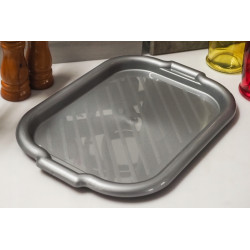 Taca do serwowania plastikowa prostokątna Bentom 39 cm srebrna