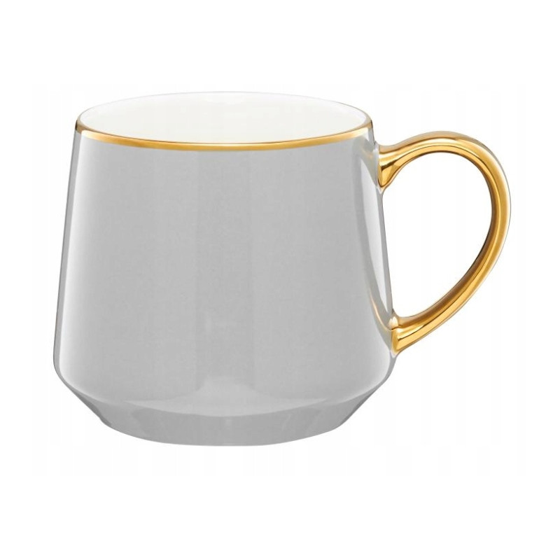 Kubek ROYAL 460ml jasny szary złoty AMBITION duży porcelanowy