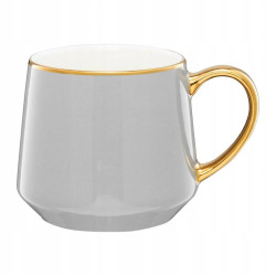 Kubek ROYAL 460ml jasny szary złoty AMBITION duży porcelanowy