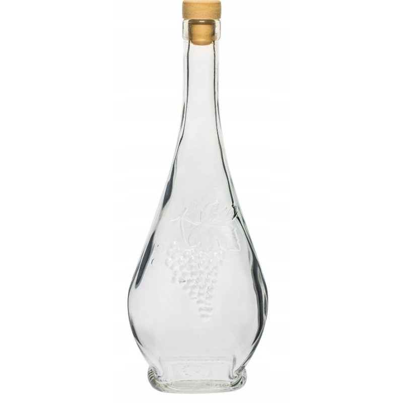 Butelka Luigi z korkiem, zdobiona, biała 0,5 L
