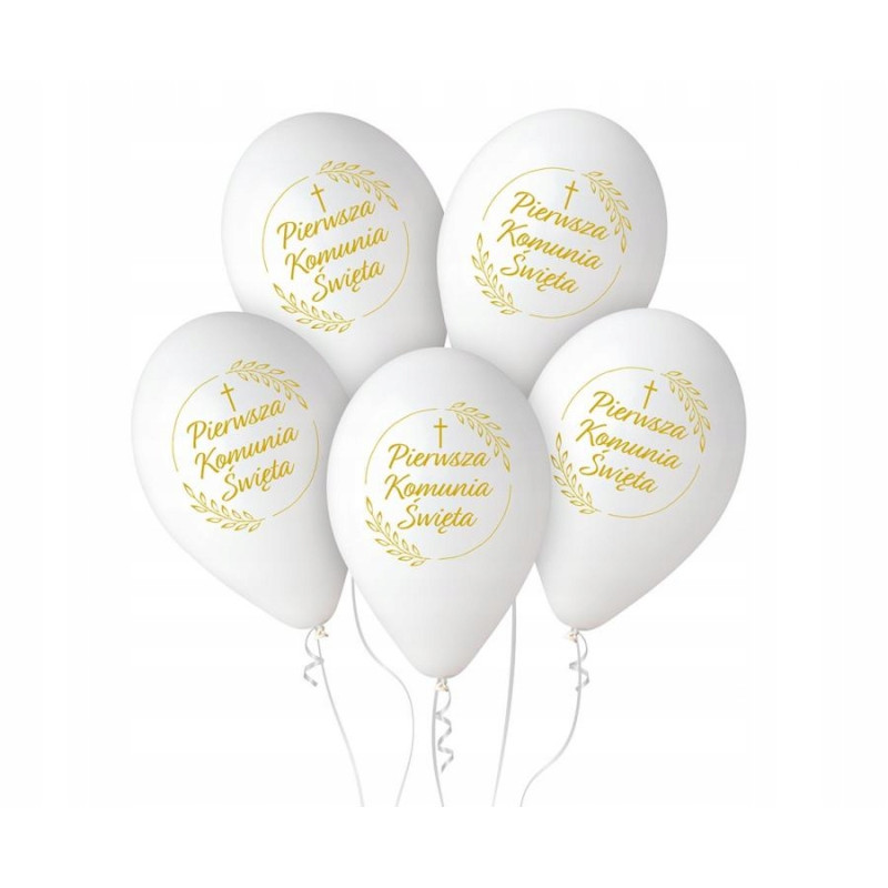 Balony Premium Pierwsza Komunia Święta (kłosy) 5 szt.
