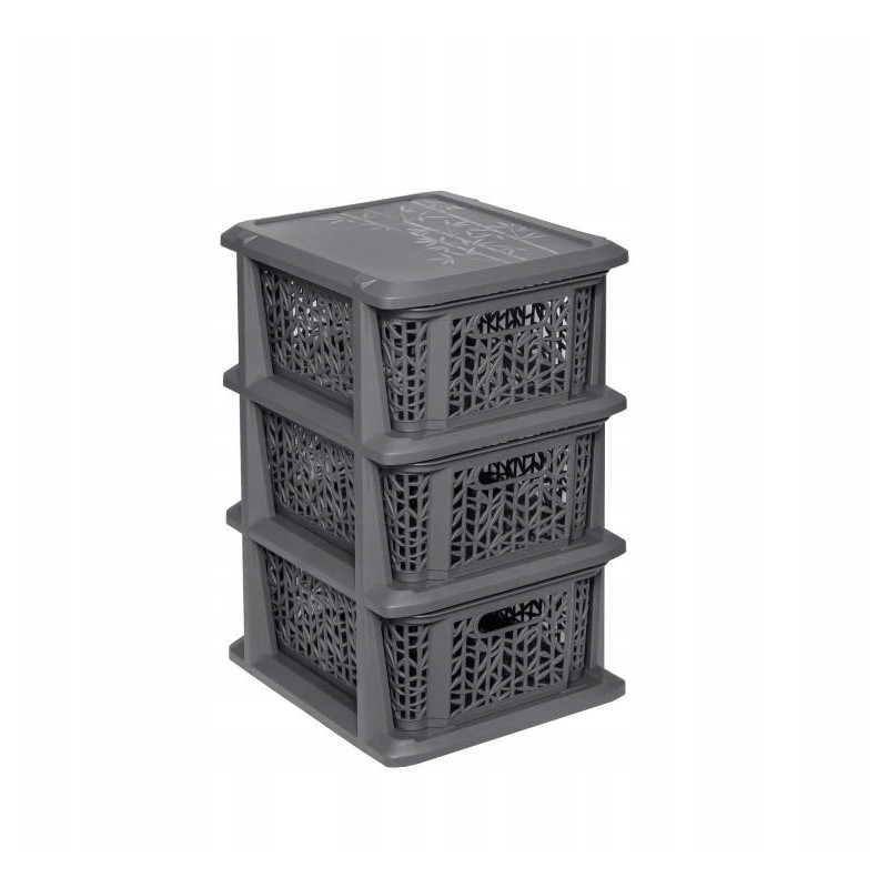 Regał z 3 koszykami Bamboo antracytowy BRANQ