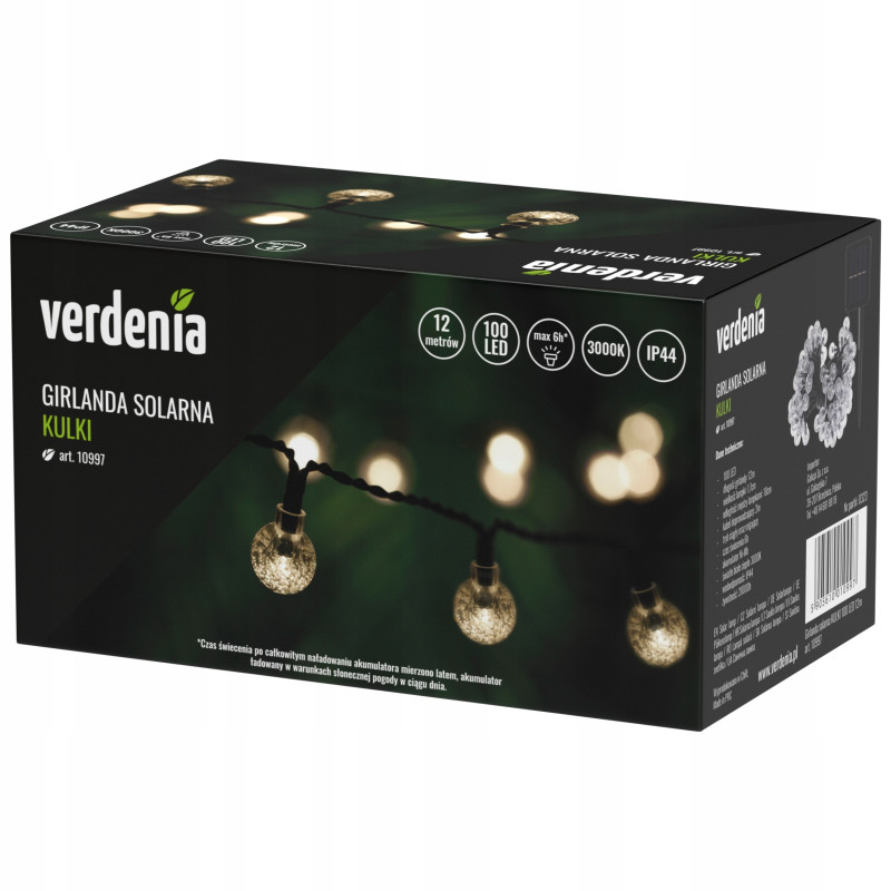 GIRLANDA SOLARNA KULKI 100led 12m LAMPKI SOLARNE