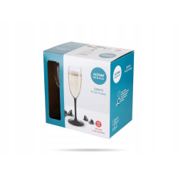 KOMPLET 6 KIELISZKÓW SZAMPAN ONYX CZARNA NÓŻKA 180ML