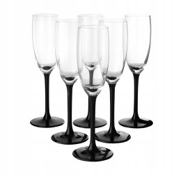 KOMPLET 6 KIELISZKÓW SZAMPAN ONYX CZARNA NÓŻKA 180ML