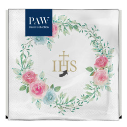 Serwetki "Pierwsza Komunia Święta - róże", PAW, 33 cm, 20 szt