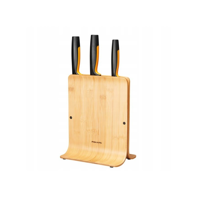 FISKARS ZESTAW 3 NOŻY W BLOKU BAMBUSOWYM