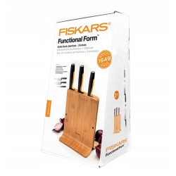 FISKARS ZESTAW 3 NOŻY W BLOKU BAMBUSOWYM