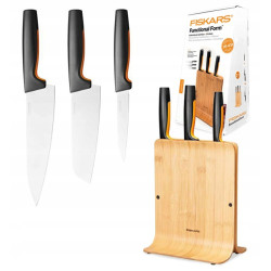 FISKARS ZESTAW 3 NOŻY W BLOKU BAMBUSOWYM