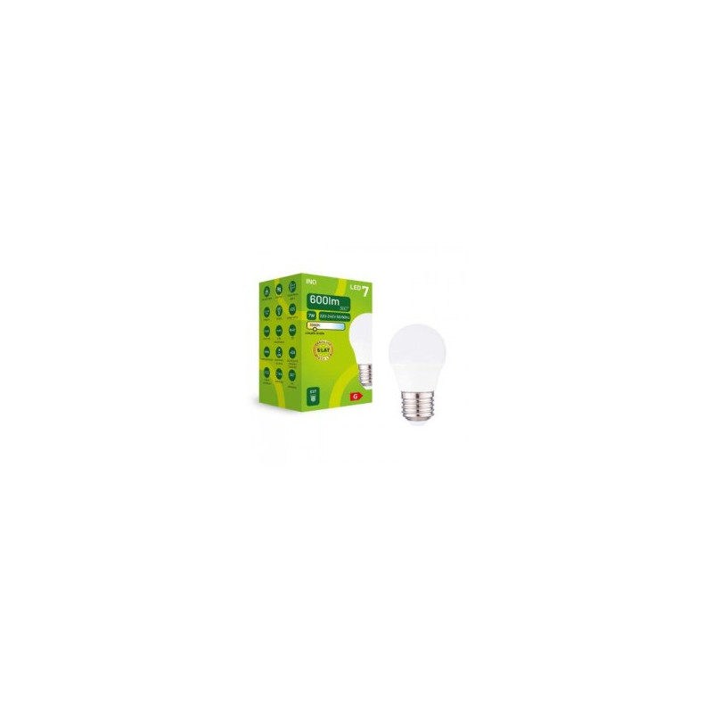 ŻARÓWKA LED G45 E27 7W KULKA 600lm 3000K INQ