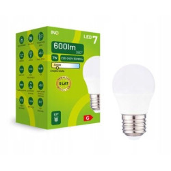 ŻARÓWKA LED G45 E27 7W KULKA 600lm 3000K INQ