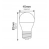 ŻARÓWKA LED G45 E27 7W KULKA 600lm 3000K INQ