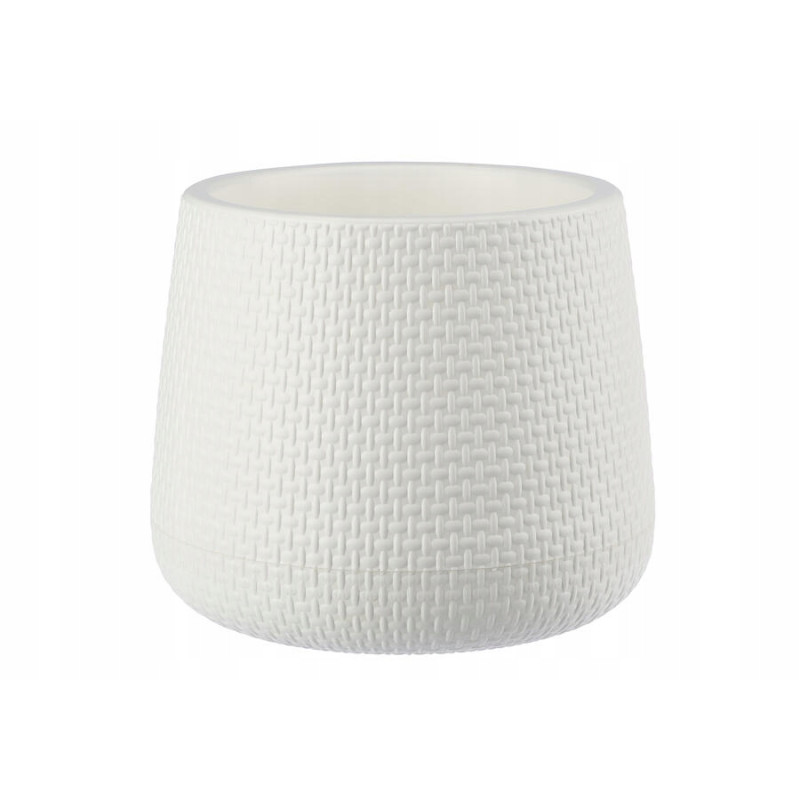 Doniczka Osłonka SYSTEM NAWADNIAJĄCY Rattan 23 cm biała VERDENIA