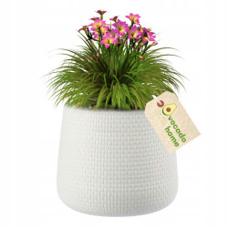 Doniczka Osłonka SYSTEM NAWADNIAJĄCY Rattan 23 cm biała VERDENIA
