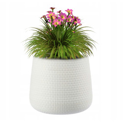 Doniczka Osłonka SYSTEM NAWADNIAJĄCY Rattan 23 cm biała VERDENIA