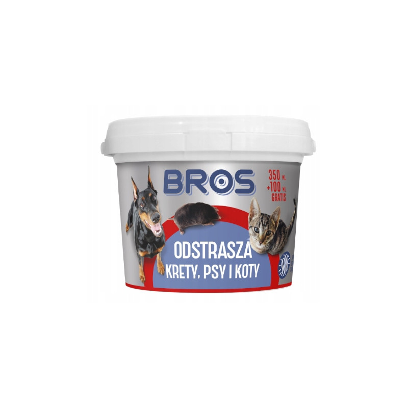 BROS ODSTRASZA KRETY, PSY I KOTY