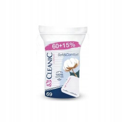 Cleanic Płatki kosmetyczne kwadratowe 60+9 szt
