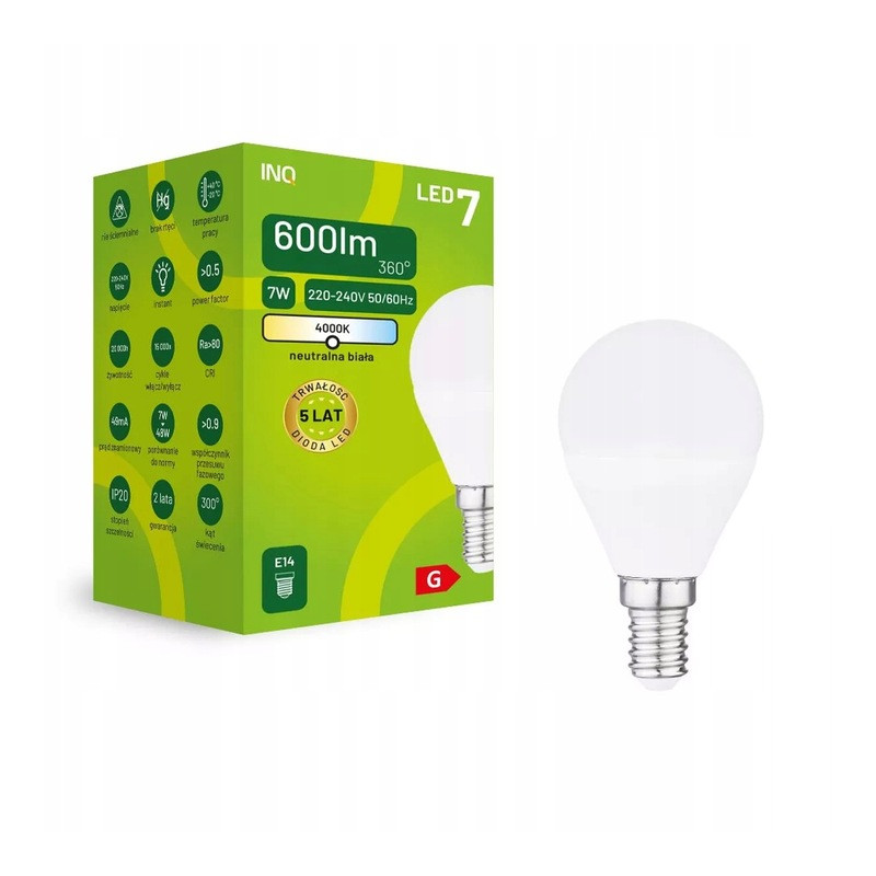 ŻARÓWKA G45 E14 7W KULKA