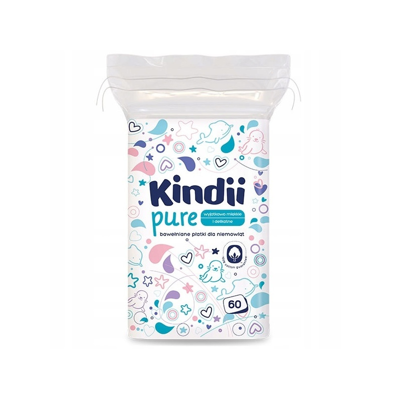 Kindii Pure Bawełniane płatki dla niemowląt 60 sztuk