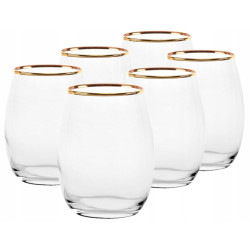Komplet 6 szklanek Amber ze złotym rantem 570 ml PASABAHCE