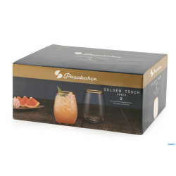 Komplet 6 szklanek Amber ze złotym rantem 570 ml PASABAHCE