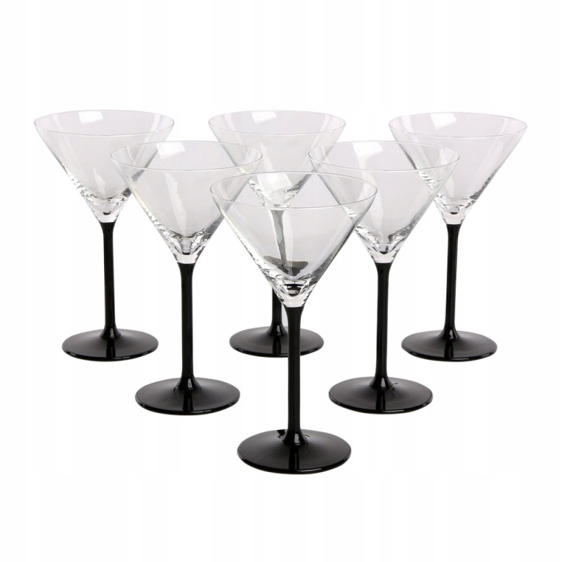 KIELISZKI DO MARTINI CZARNA NÓŻKA ONYX KPL.6 KIELISZKÓW MARTINI 260ML
