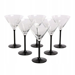 KIELISZKI DO MARTINI CZARNA NÓŻKA ONYX KPL.6 KIELISZKÓW MARTINI 260ML