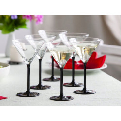 KIELISZKI DO MARTINI CZARNA NÓŻKA ONYX KPL.6 KIELISZKÓW MARTINI 260ML