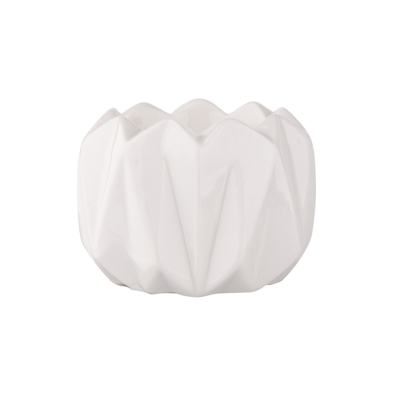 ŚWIECZNIK PORCELANOWY BIAŁY 7X7X5 CM
