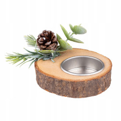 ŚWIECZNIK NA DREWNIANEJ PODSTAWIE 7.5X7.5X4.5 CM
