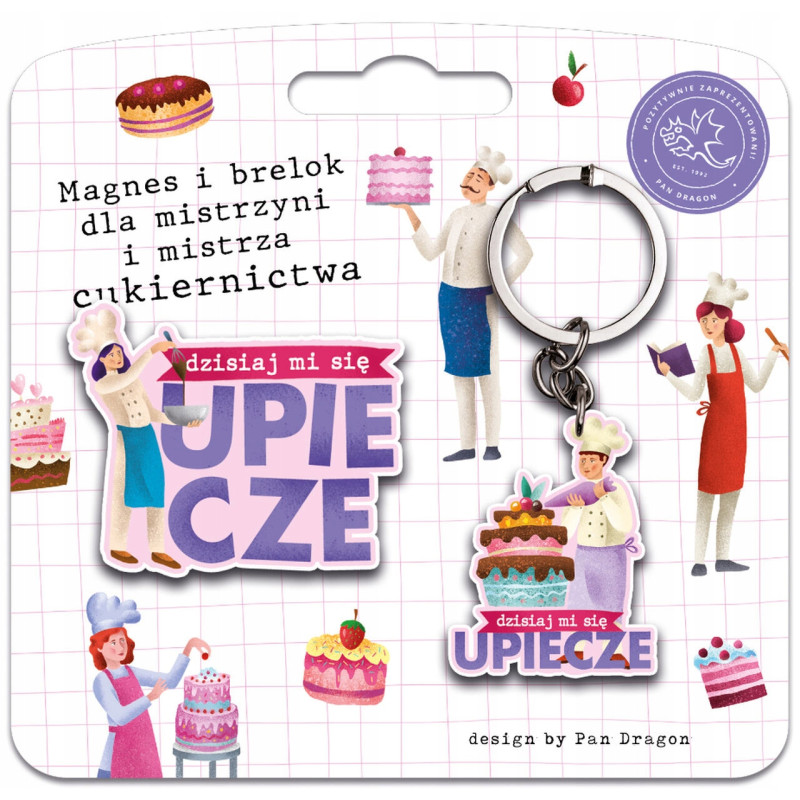 ZESTAW NA PREZENT DLA CUKIERNIKA MAGNES I BRELOK DZISIAJ MI SIĘ UPIECZE